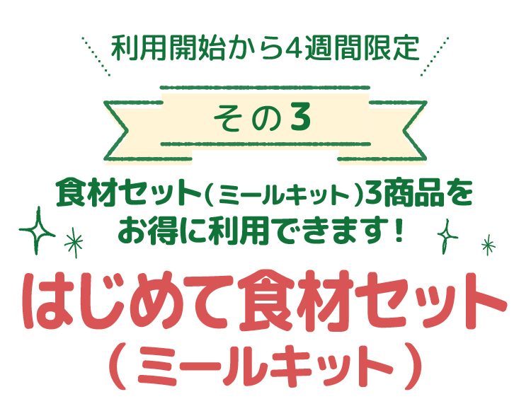 利用開始から4週間限定特典③はじめて食材セット