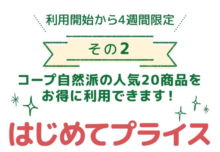 利用開始から4週間限定特典②はじめてプライス