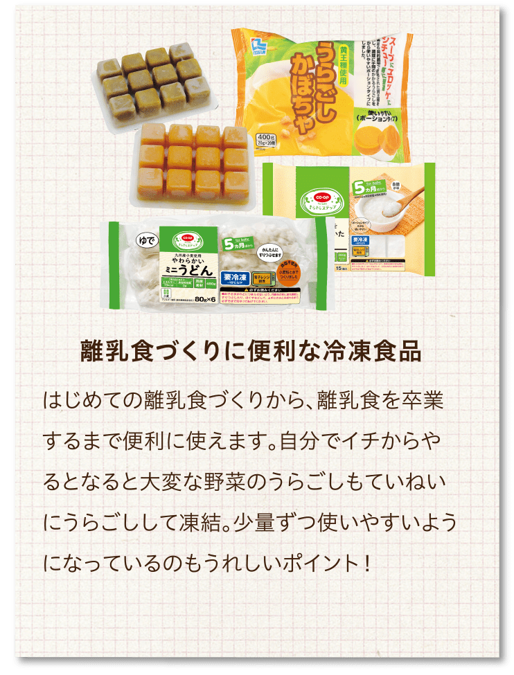 離乳食づくりに便利な冷凍食品