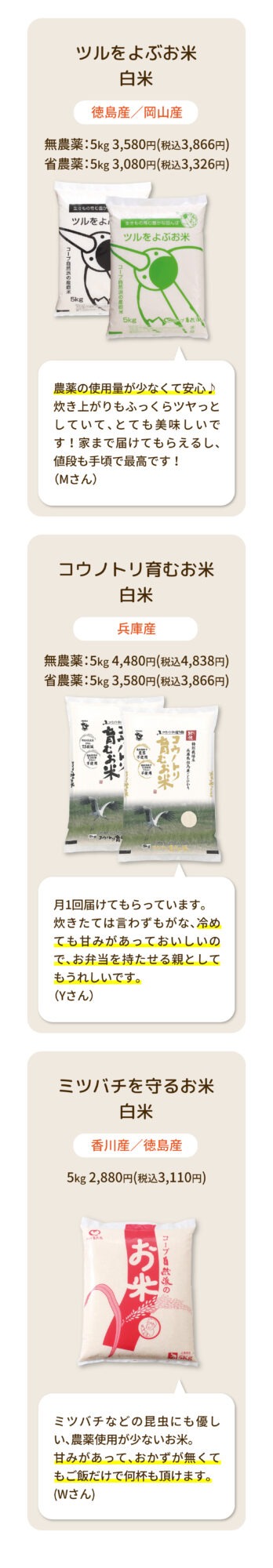 産直米を注文した組合員さんの声